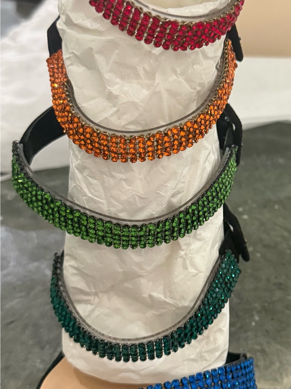 Christian Louboutin Multicolor Crystal Embellished Hairband Set
